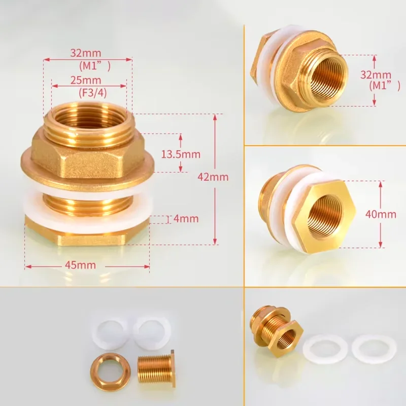 1/2IN 3/4IN 1 بوصة مزدوجة سلك خارجي موصل الأسنان الخارجية مدخل مياه الفولاذ المقاوم للصدأ ومخرج تجهيزات أنابيب المياه