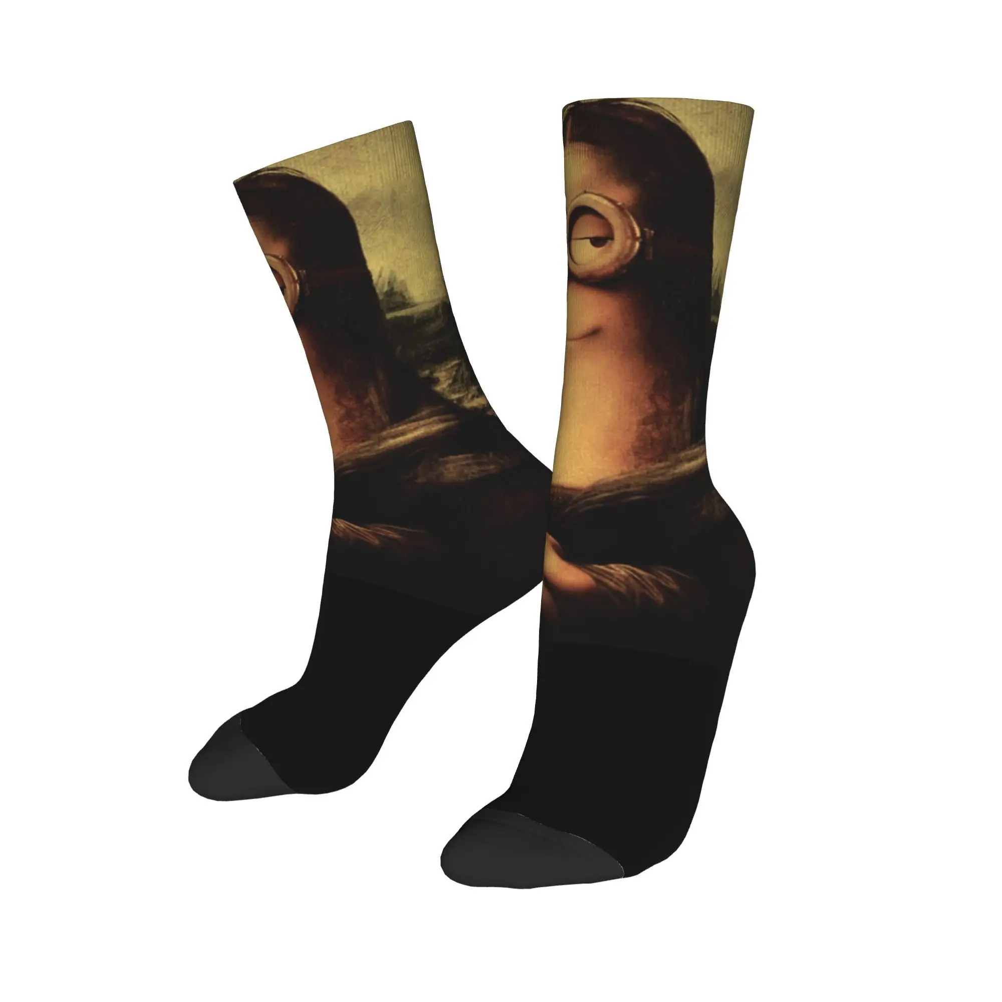 

Casual Men Women Crew Socks Funny Minions Lisa Meme Accessories Cozy Non-slip Dress Socks