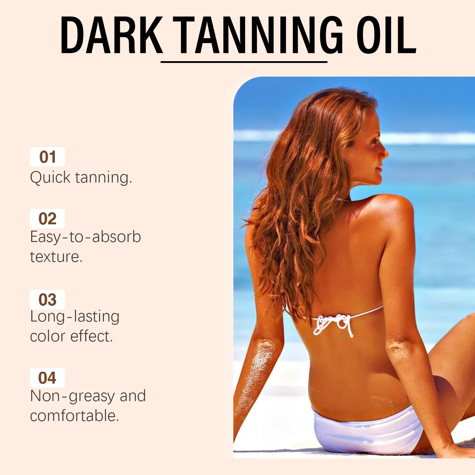 Coconut Tanning Oil Deep Bronze Natural Glow Long-Lasting Tanning Waterproof Moisturizing Smooth Beach Outdoor Self-Tanning Oil