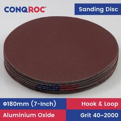 Sanding Discs 180mm 7-Inch Aluminum Oxide Dry Sanding Papers Hook and Loop 25-Piece Grit-40~2000