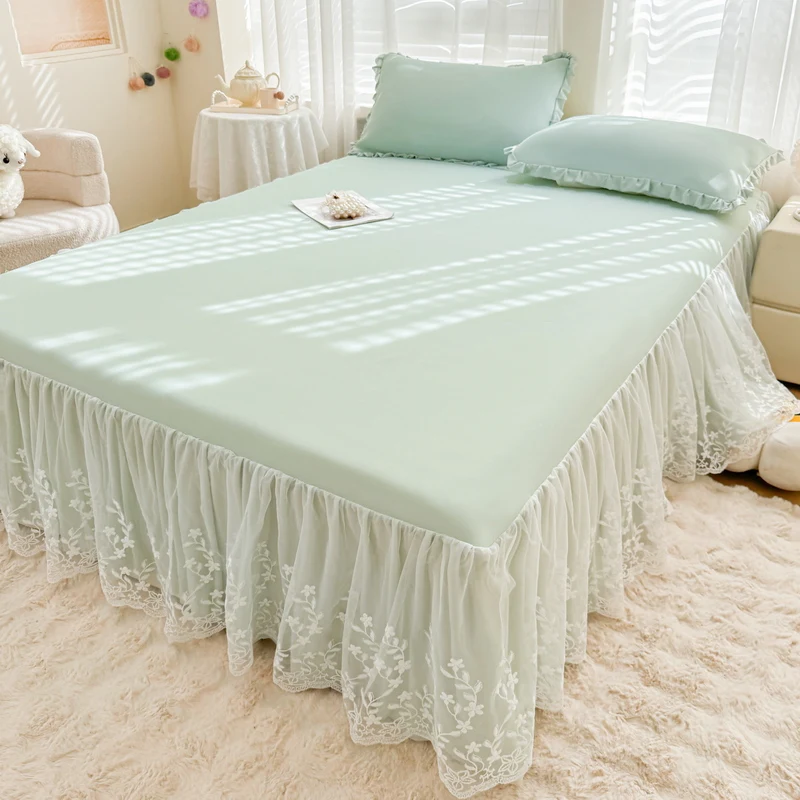 

Летняя мягкая юбка-кровать Cool Feeling, однослойная двухслойная кружевная отделка, покрывало из ледяного шелка, складной коврик Hine Waable Cool Bed eet