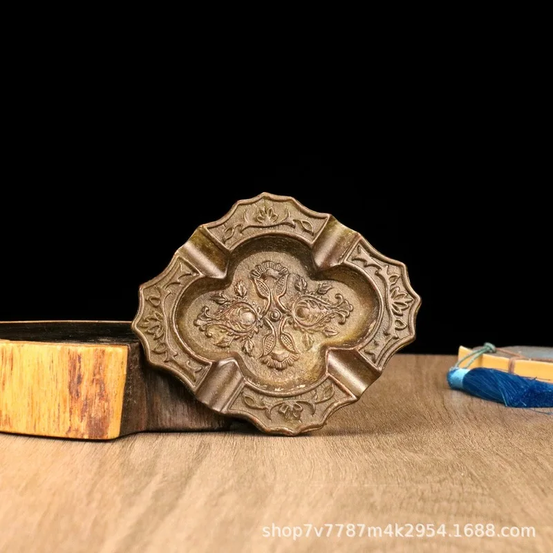 Brass alloy craft ashtray home living room decorative ornament