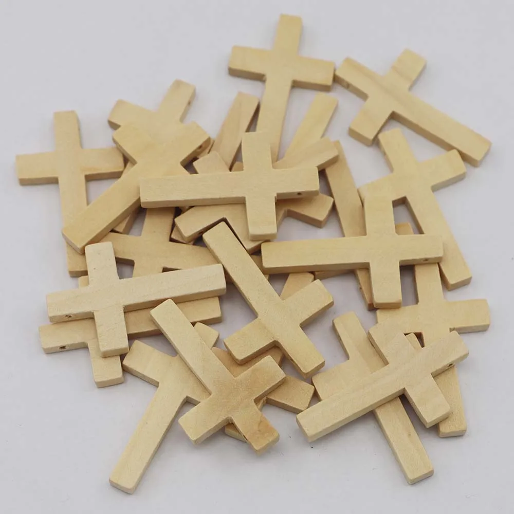 New 100pcs Natural Wood Cross Pendants Jewelry Findings Fashion Charms Beads Handmade Necklace Accessorie High Quality Wholesale