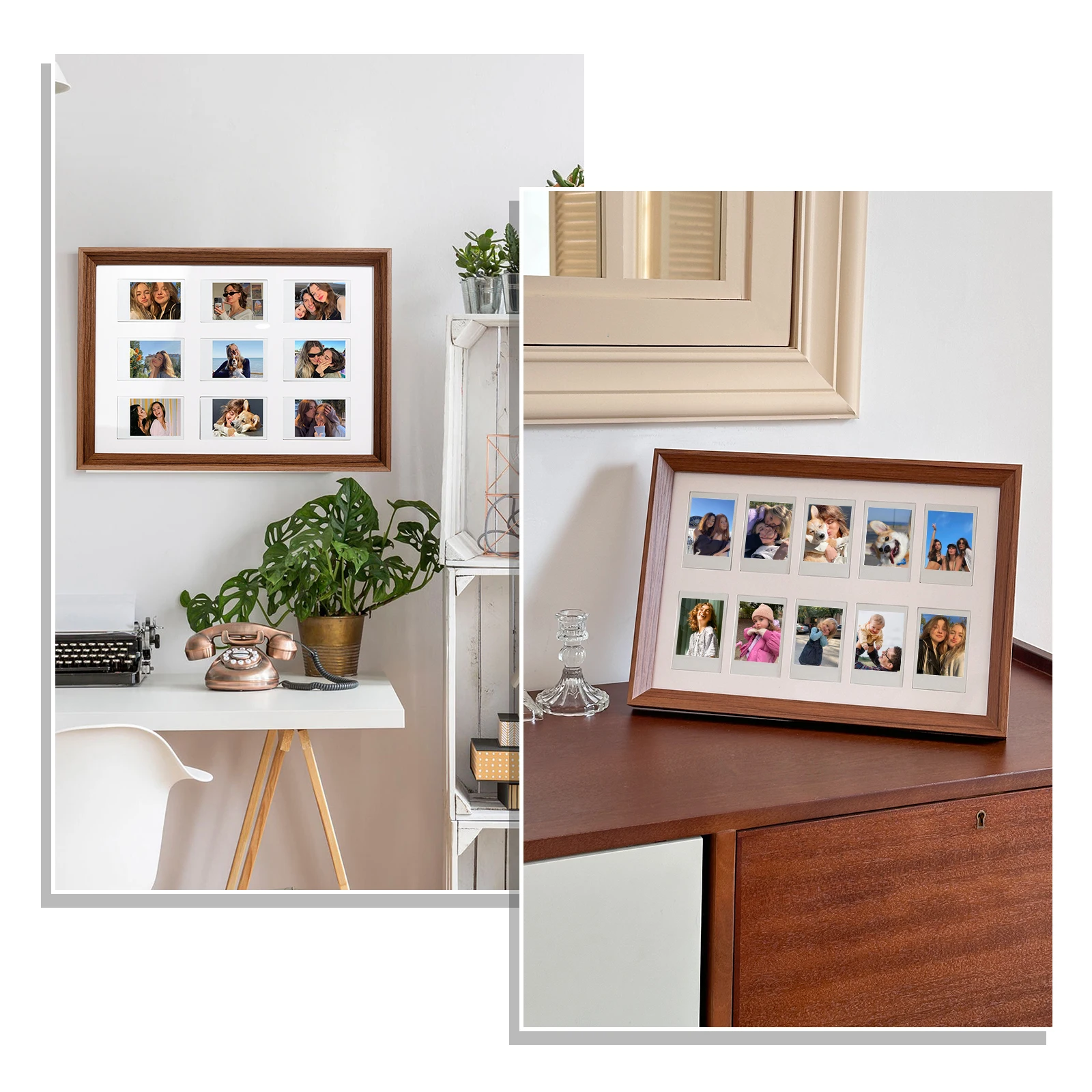 CAIUL Wooden Collage Picture Frame Album for 2 x 3 inch Photos Wall Desktop Photo Frame（1 pack）