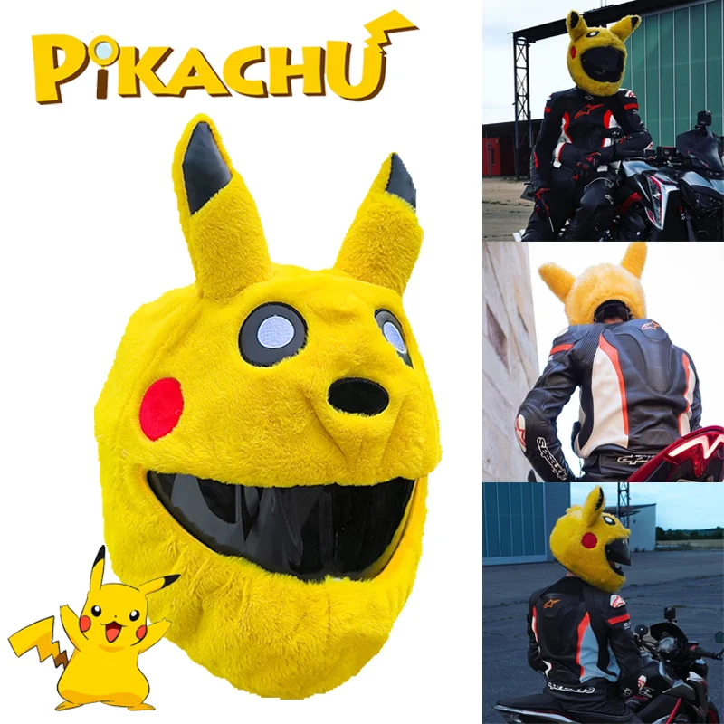 

Pikachu Motorcycle Helmet Protection Cover Cartoon Plush Full-Face Helmet Protective Case Fashion Men Women Motorbike Decoration