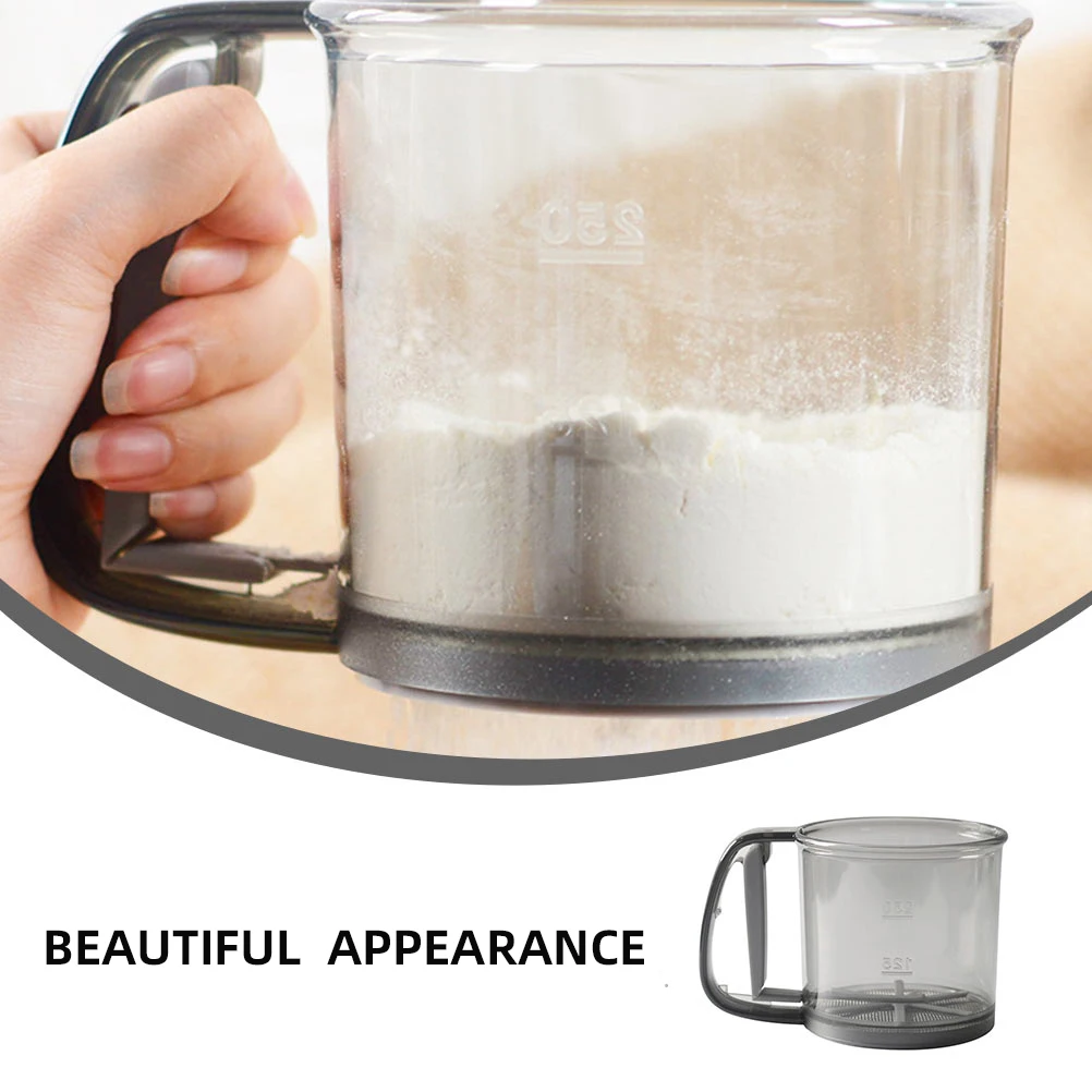 

H held Baking Flour Sifter 304 Stainless Steel Powder Sieve Grey Portable Kitchen Tool for Straining Flour Sugar