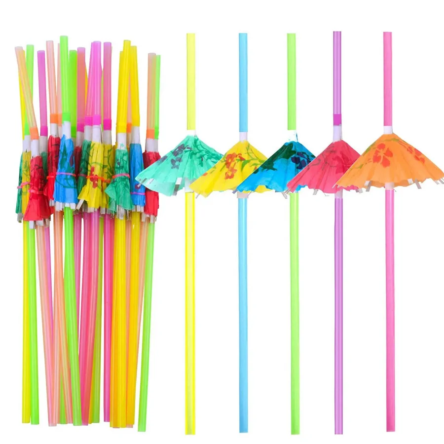 30/60 個のカラフルなドリンクストロー紙傘付きフェスティ - Paper Straw Color のレビューと価格