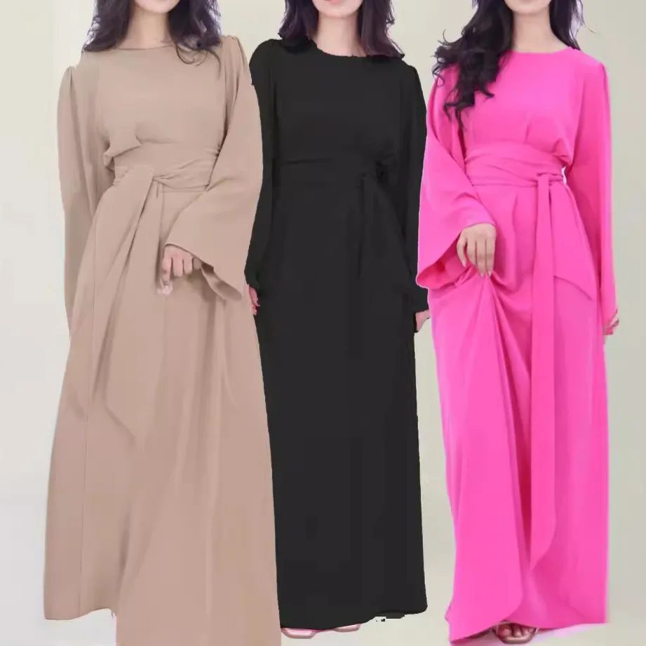 

Dress Abayas Women Eid Muslim Modest Dresses Jalabiya Lace Up Caftan Ramadan Morocco Dubai Kaftan Islam Vestidos Arab Long Robe