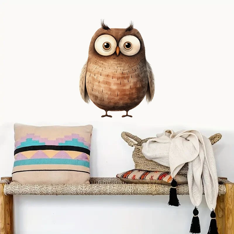 1pc Fun Owl Sticker, Water-proof Home Decal for Wall, Bathroom, Cabinet, Door,Toilet, Car, Laptop