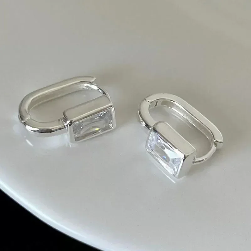 Minimalist Geometric White Zircon Earrings for Women Girl Korean Fashion New Fashion Jewelry Accessories Ladies Gift Party image 4