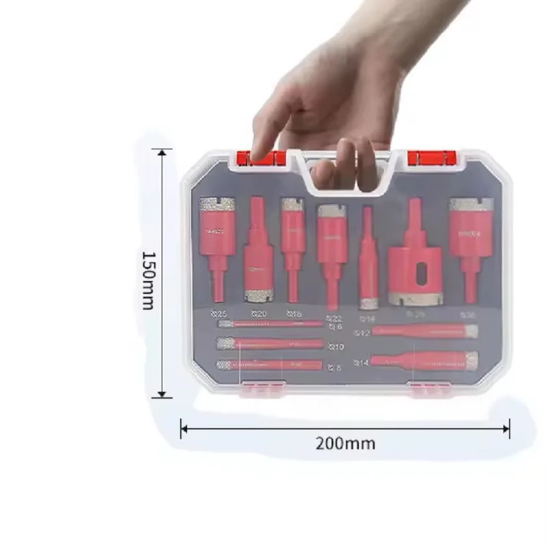 12Pcs Set Mata Bor Berlapis Intan 6-35mm Kit Gergaji Lubang untuk Kaca Marmer Granit Batu Ubin Keramik - Perkakas Tangan