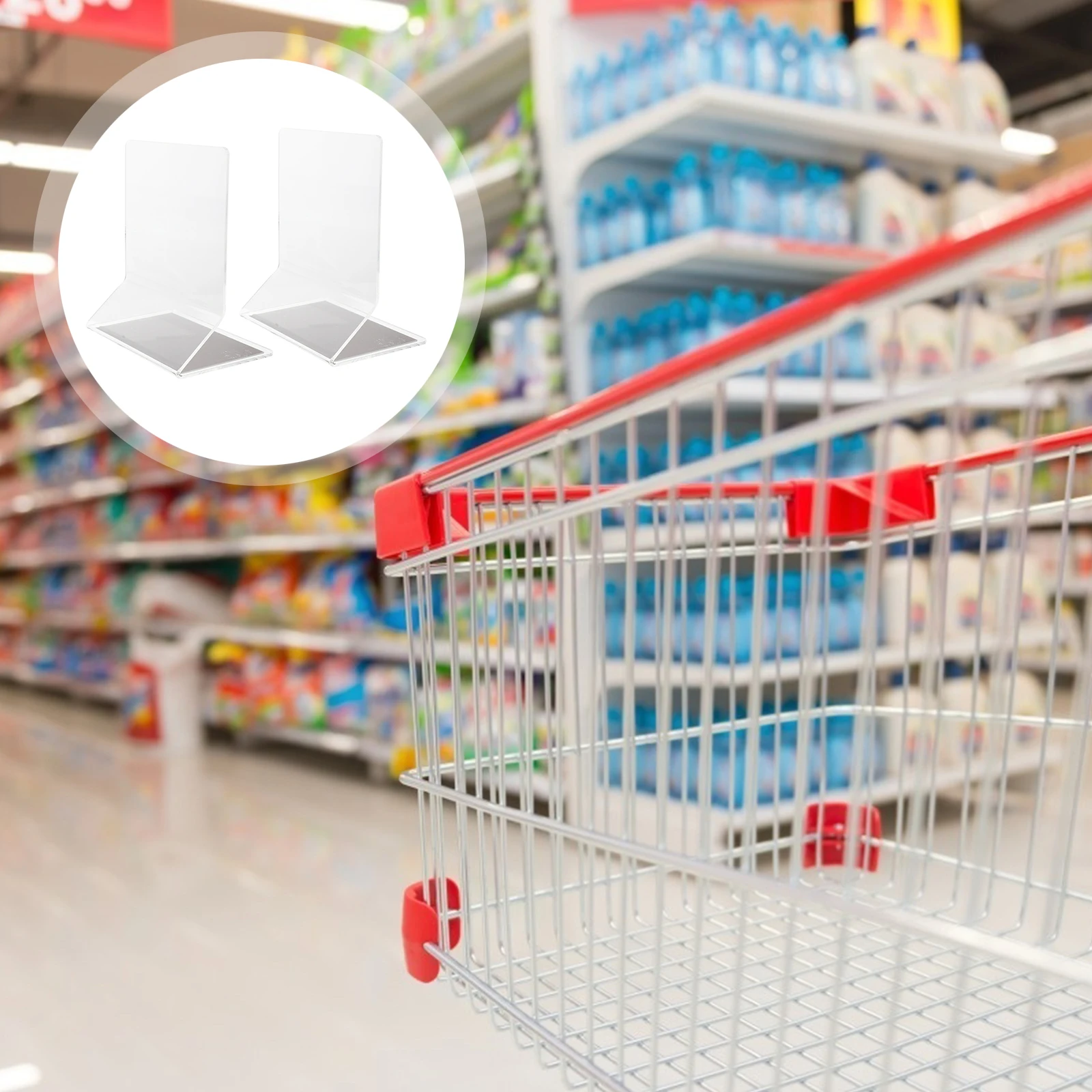 

2pcs Plastic Shelf Dividers Transparent Supermarket Classification Baffles Reusable Commodity Separators For Food Clothing