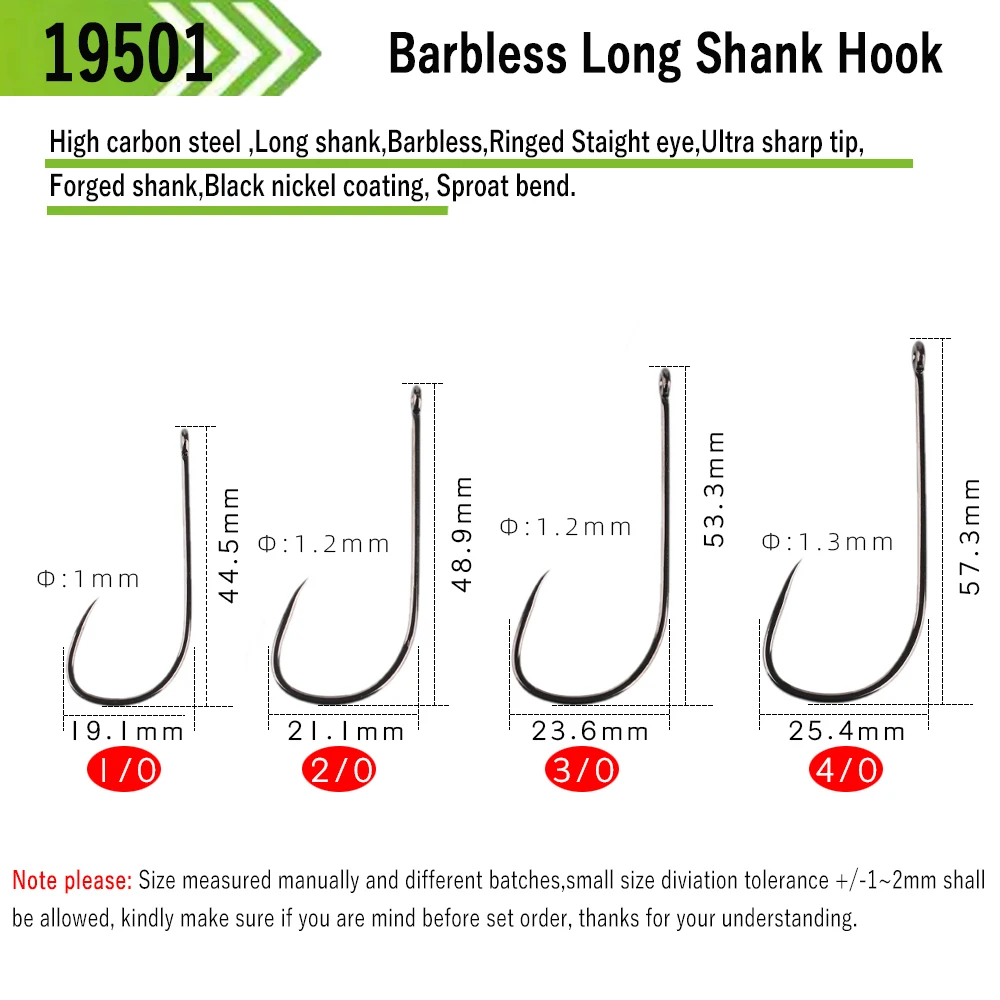 20Pcs Barbless #1 ~ 5/0 Korte Lange Schacht Brede Mond Sterke Brede Kloof Saltwater Vishaak Sabiki Rig grote Streamer Fly Koppelverkoop Haak