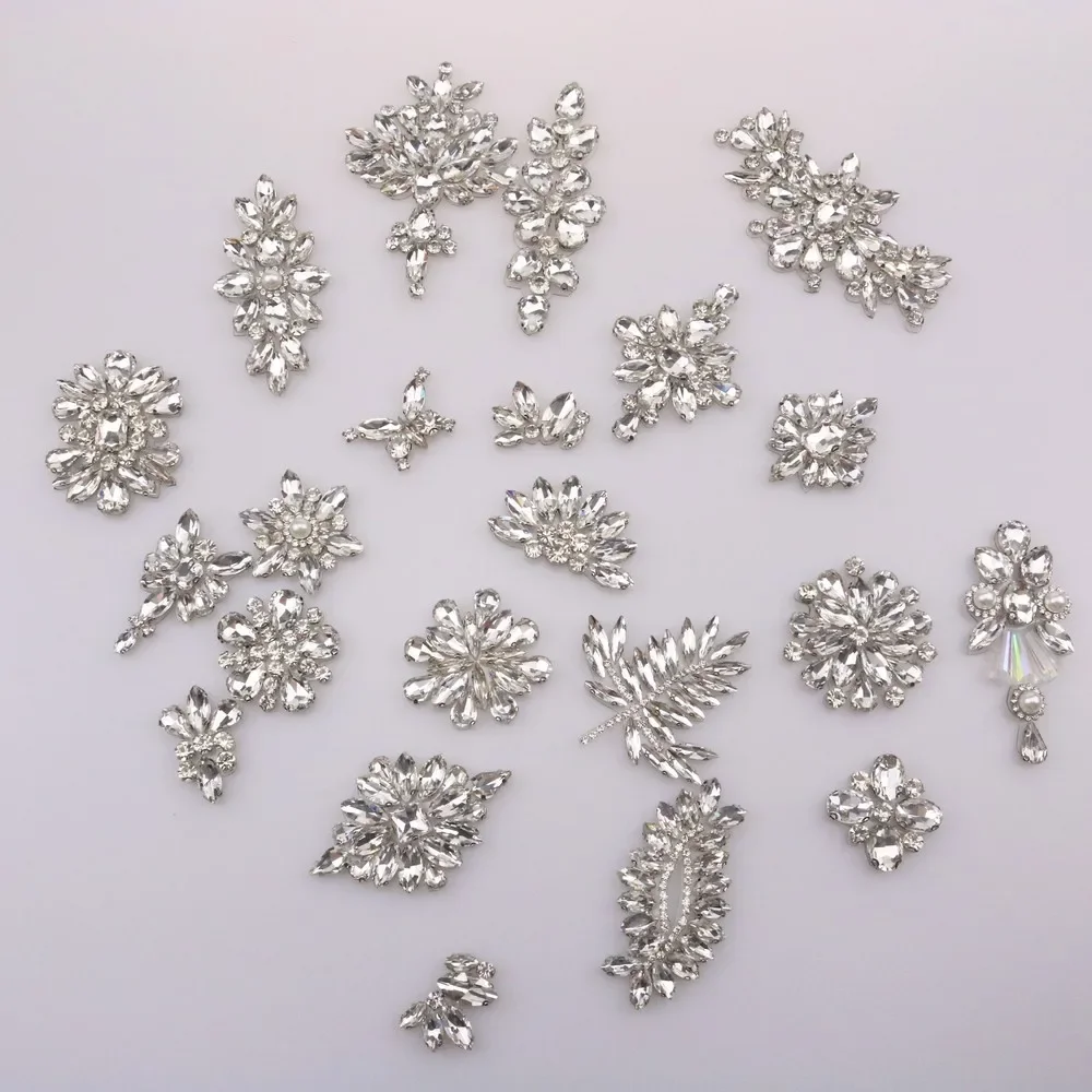 Diamond Beaded Crystal Patches Rhinestone Patches Glue Back Fabric Iron on Beading Applique Decoration Patch