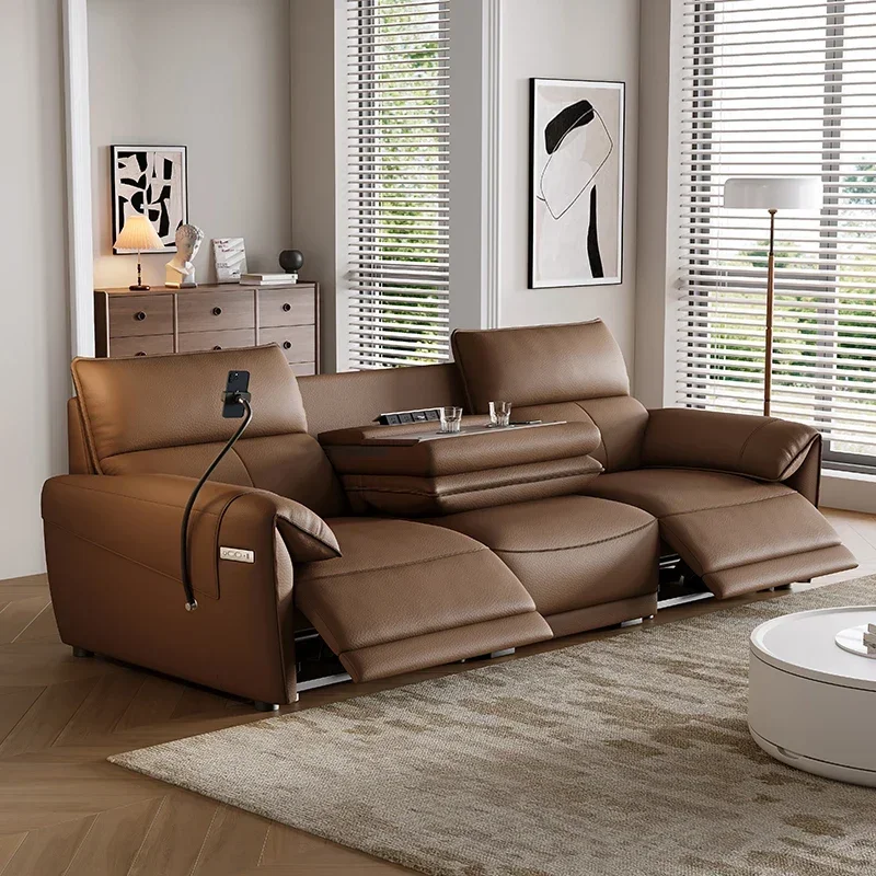 #Electric Armrest Wood Sofas Brown Water Proof Modern Luxury Double Sofas Puffs Lounges Recliner Divani 2 Posti Unique Furniture