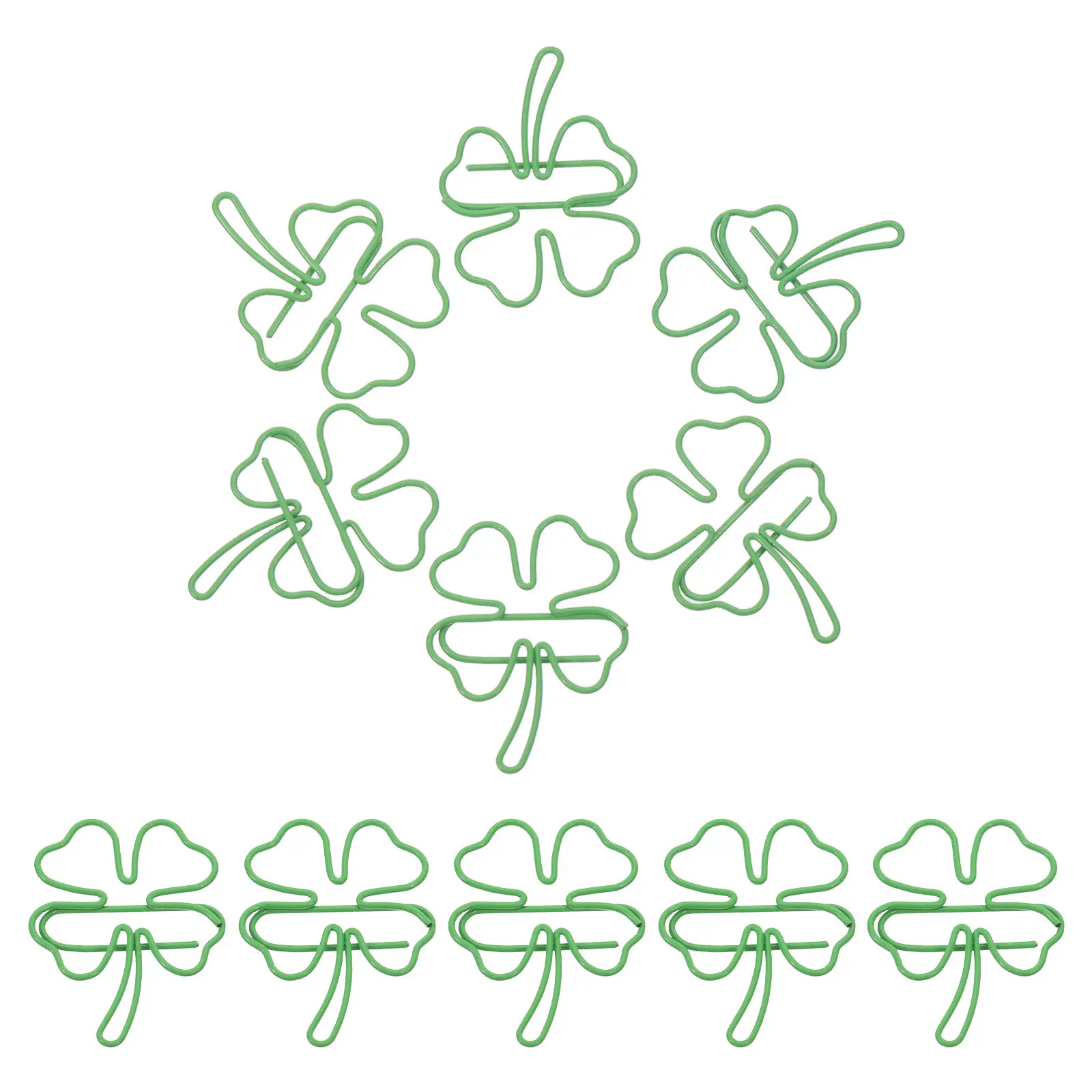 

20Pcs Four Leaf Clover Shamrock Paper Clips Lucky Greenery Metal Bookmark Clips Cute Office School Home Accessories