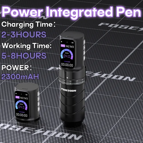 Imagen 2 del producto POSEIDON HM144 máquina de tatuaje 2 fuente de alimentación de tatuaje pluma de tatuaje pistola de tatuaje inalámbrica con potente Motor personalizado para tatuador