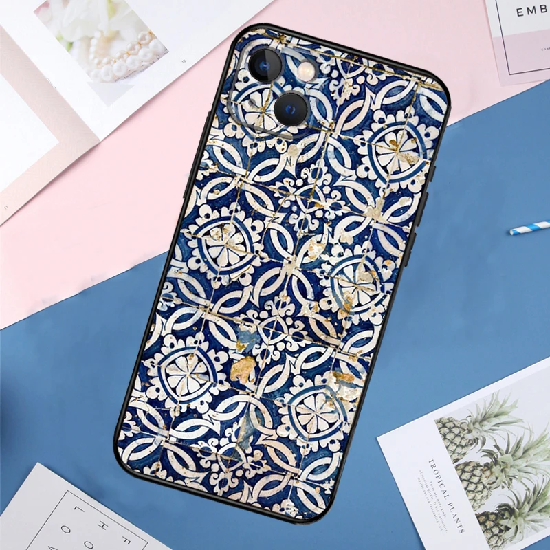 Portuguese Tiles Phone Case For iPhone 11 12 13 14 15 16 Pro Max Mini Plus X XS Max XR Back Cover