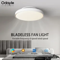 Modern LED Ceiling Fan Lights Invisible Leaf Less Low Decibel Remote Dimming Fan Lights Bedroom Living Room Home Electric Fan