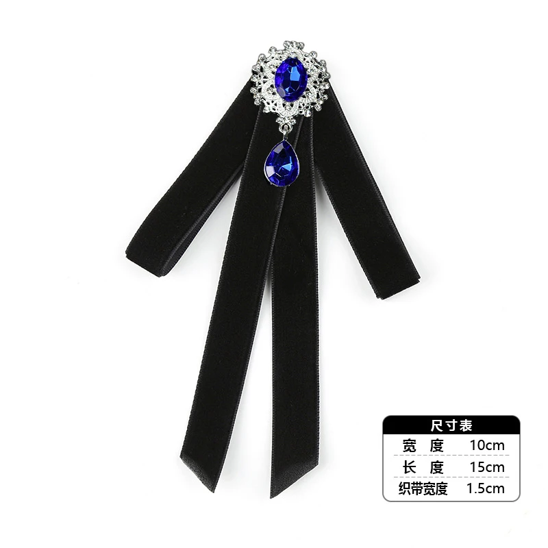 

Handmade BowTies for Women Black Velvet Ribbon Crystal Pearl Bows Sweater College Style Shirt Accessories Fashion Collar Flowers