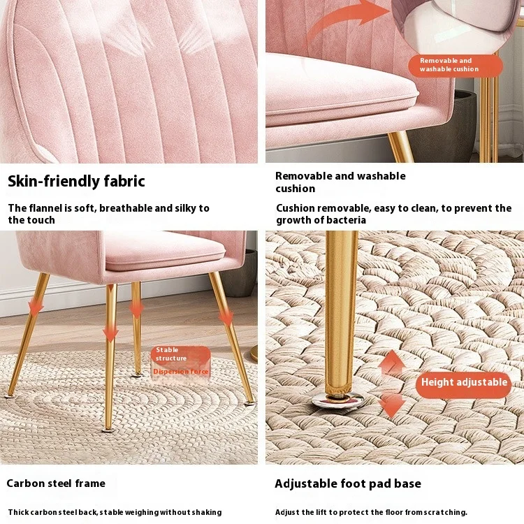 *Light Luxury Modern Nail Art Chair Backrest Girls Home Internet-Famous Makeup Stool Simple Bedroom