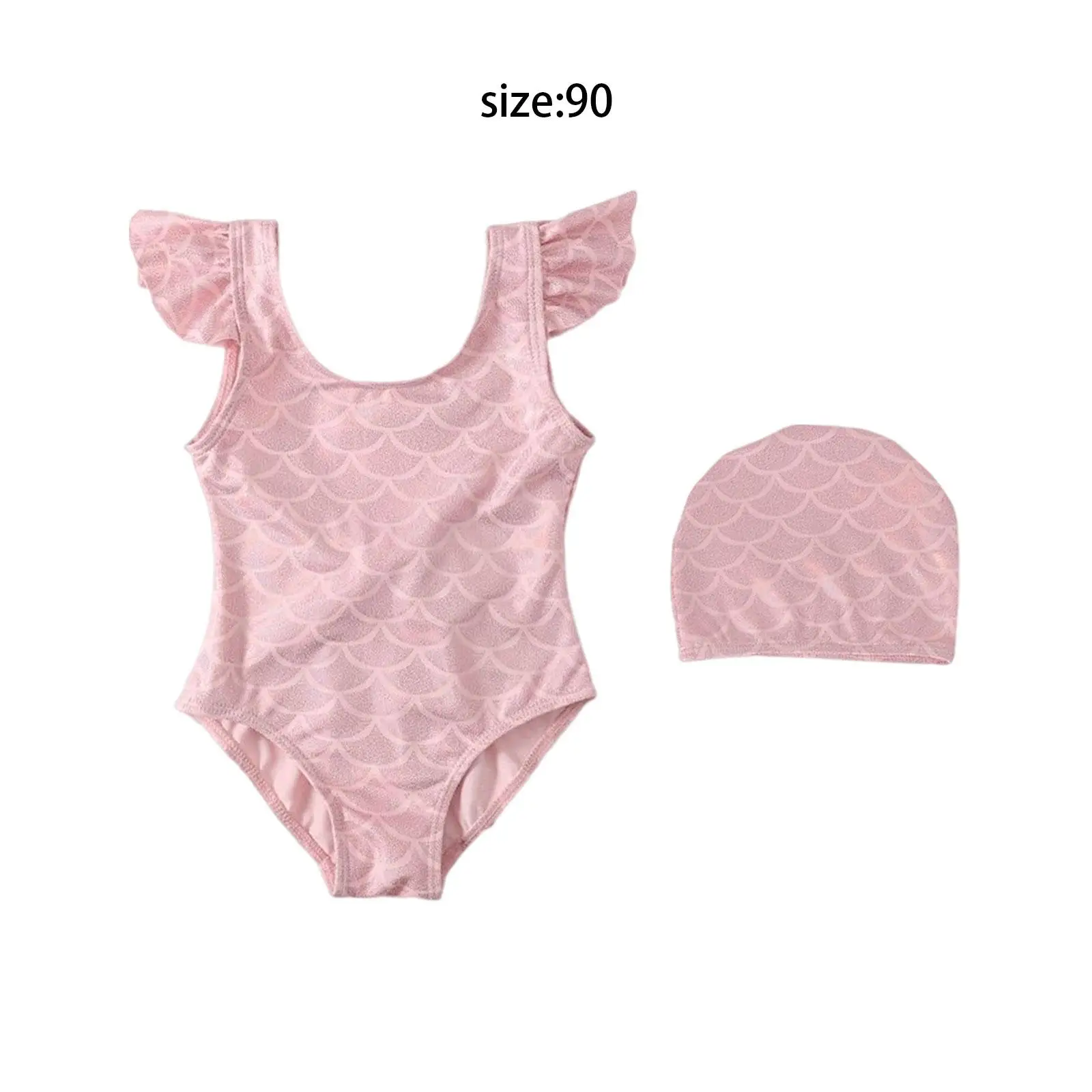 

Kids Swimsuits, Swimwear, Ruffled Swimming Costume with Swim Cap, Bathing Suit, Children Pool Beachwear, Toddler Girl Swimsuit