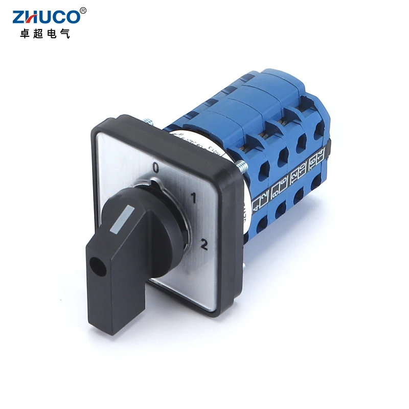 ZHUCO SZW26/LW26-20 4 Poles 16 Screw Terminals 20A 660V 64X64/48X48 mm Panel Power Knob Selection Cam Rotary Changeover Switch