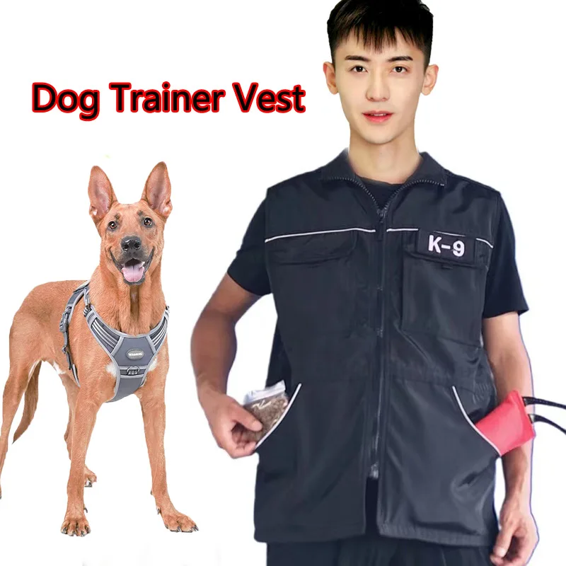 Pet Trainer Vest Pockets Waterproof Anti-Scratch Training Dog Clothes Overalls Pet Agility Trainer Jacket K9 Dog Supplies