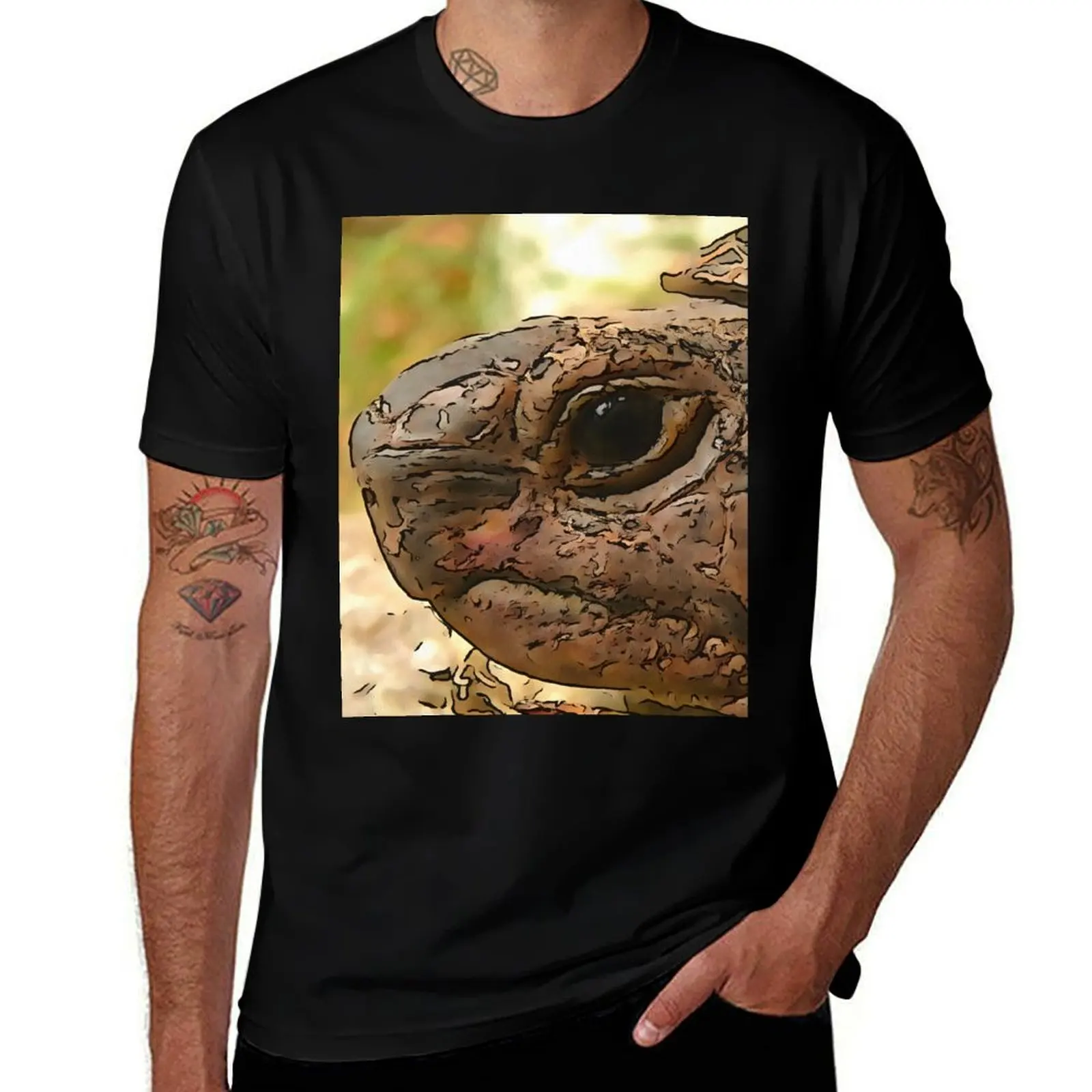 Close Up Side Portrait Of A Turkish Tortoise T-Shirt Retro Graphic Print T-Shirt