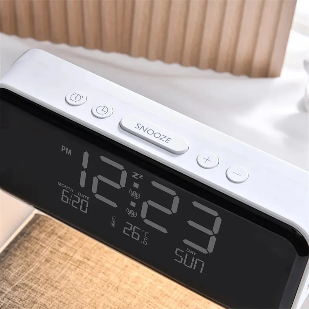 Alarm Clock Night Light With Wireless Charging Stylish Lightweight Desktop Clocks For Living Room Home