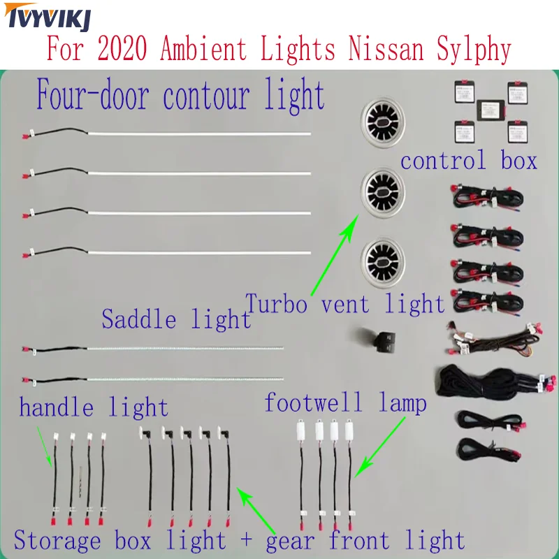 

TVYVIKJ 64colors LED Ambient light For Nissan Sylphy 2020-2021 Refit Car multi-color neon lights Turbo Luminous Air outlet