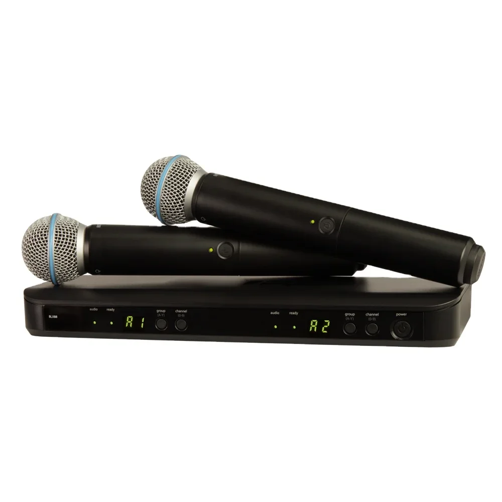 Microfono Clara Con BLX88 Mano 2 Receptor Canales, BLX288, PG58, Inalambricos Voz, Black Metal, Wireless, Guangdong, 60DB