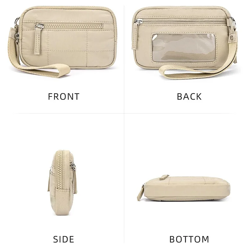 Portable Clear Coin Purse Nylon Card Holder Wrist Wallet Compact Money Organizer