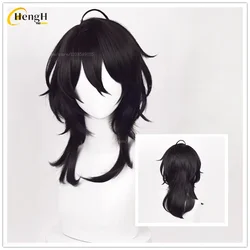 Perruque Synthétique Sakuma Rei de 45cm de Long, Cheveux Noirs de ixd'Halloween avec Bonnet Gratuit, en Stock