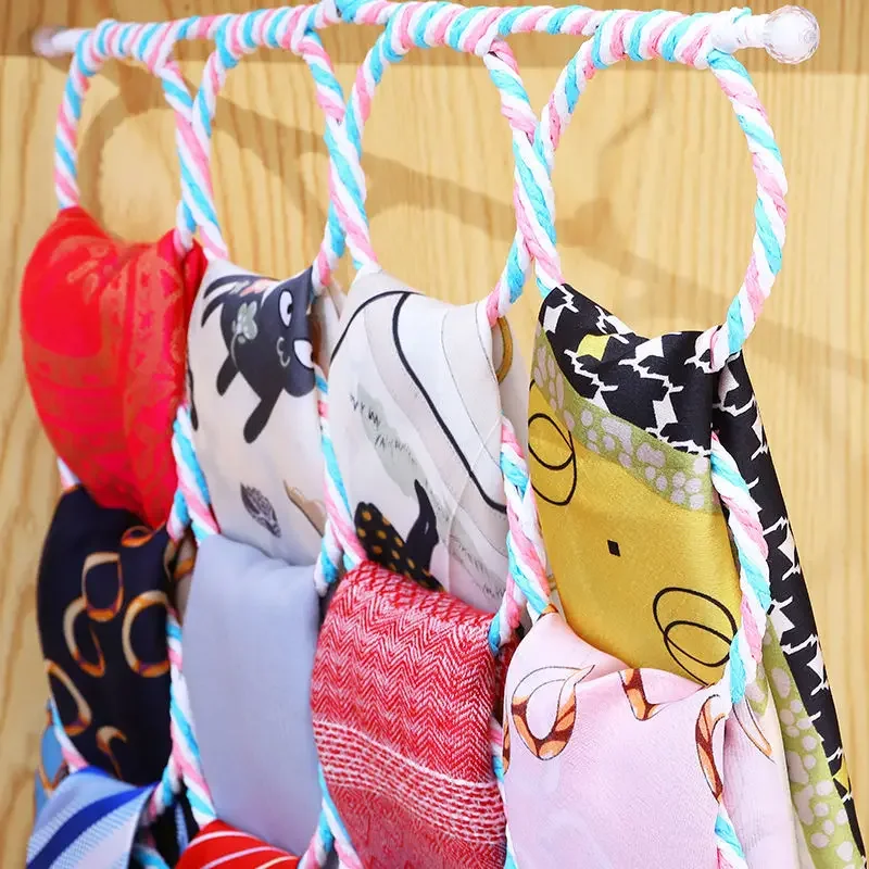 

16/28 Rings Scarf Hanger Multi Scarves Vertical Display Hanger Hijab Ties Belt Organizer Circle Storage Holder Clothes hanger