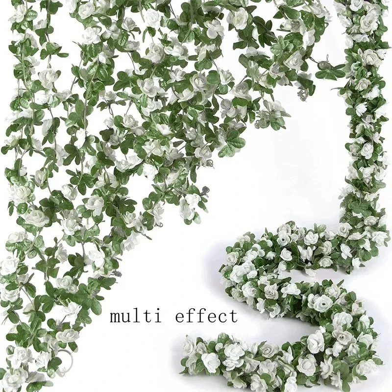 250 cm künstliche Rosenblüten, Ranke für Zuhause, Raumdekoration, Herbst, Garten, Bogen, Weihnachten, Rattan, DIY, gefälschte Pflanzen, Hochzeitsdekoration – Detail 1
