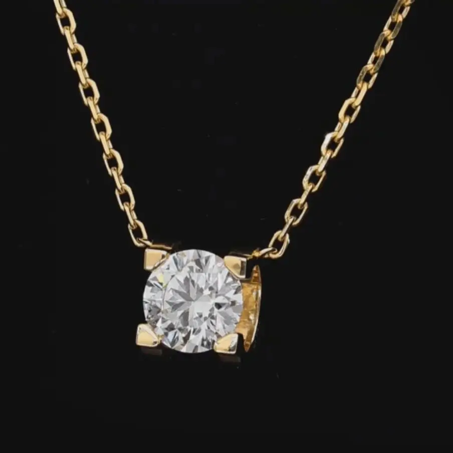 14k Yellow Gold 1ct CVD HPHT Lab Grown Diamond Pendant Necklace18inch in Solid Gold Wedding Necklace For Woman NO IGI