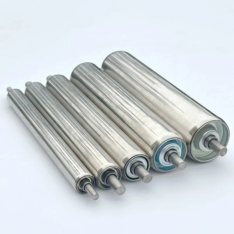 Stainless Steel Idler Conveyor Roller Bearing Pulley Roller Set Coated Roller 25-76mm Diameter M8/M12/M15 Shaft Custom Length