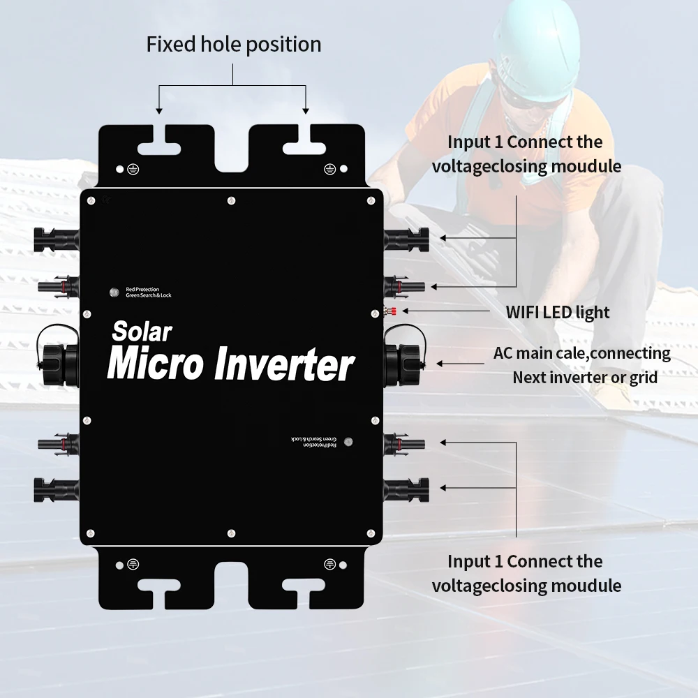 Solar Panels Plug And Play 1200w 1600w 2000W On Grid Tie Invert120V 230V High Efficiency Mppt Micro Inverter