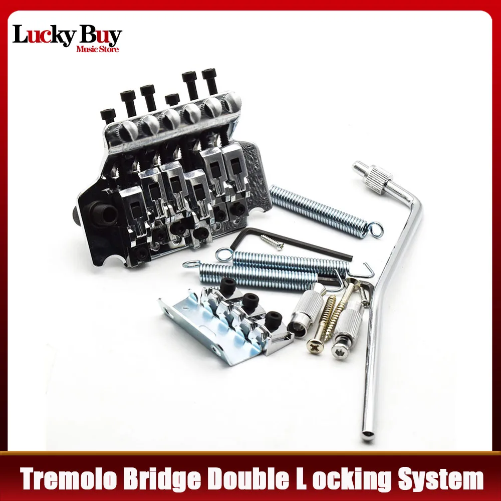 

Электрогитара Tremolo Bridge Systems с Whammy Bar Черное золото Хром Цвет с логотипом Двойной запирающейся кромкой