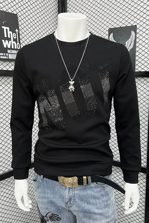 

Stylish Trendy Autumn Winter New Men's Round Neck Embossed Letter Long Sleeve Sweatshirt