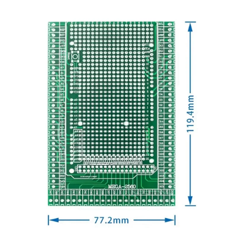 Compatível com MEGA2560 Kit de placa de proteção de bloco de terminais de parafuso de protótipo PCB de dupla face para Arduino Mega 2560 R3-[A04I]