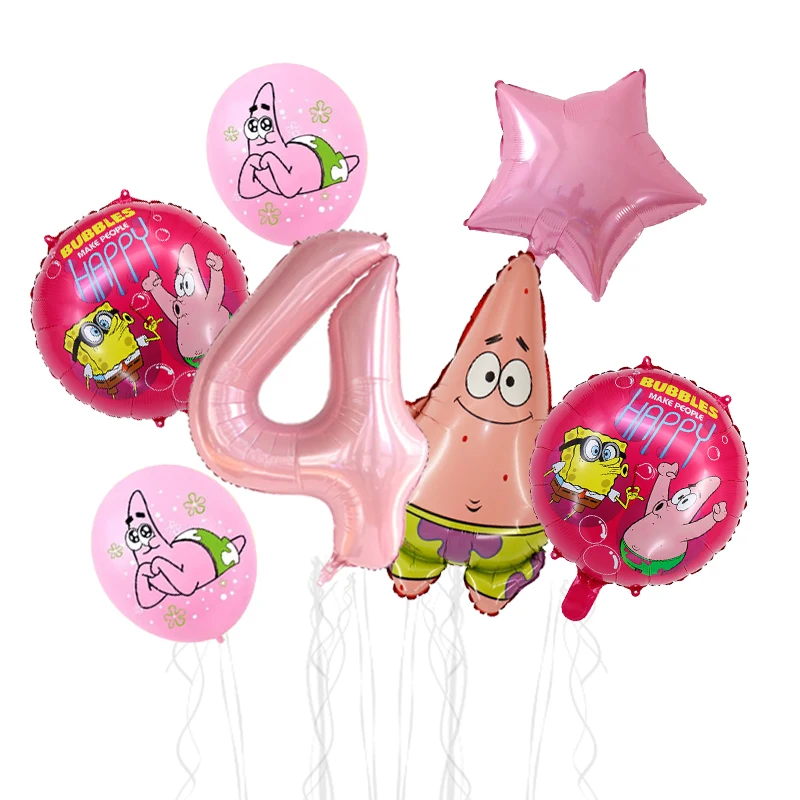 7-teiliges SpongeBob Schwammkopf Ballonset Geburtstagsparty Luftballons Heliumballons Junge Mädchen Babyparty Partyzubehör – Detail 4