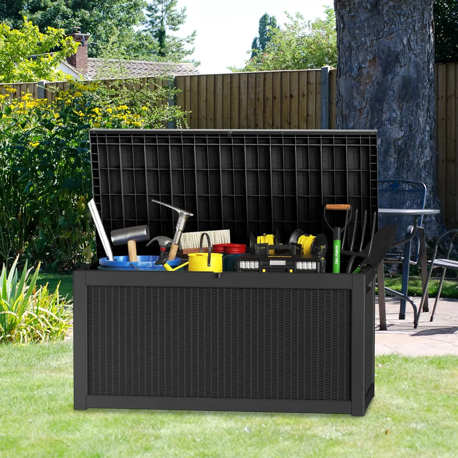 Large Outdoor Storage XL Deck Box for Patio Furniture,Outdoor Cushions, Garden Tools, Sports Equipment and Pool Supplies, Waterp