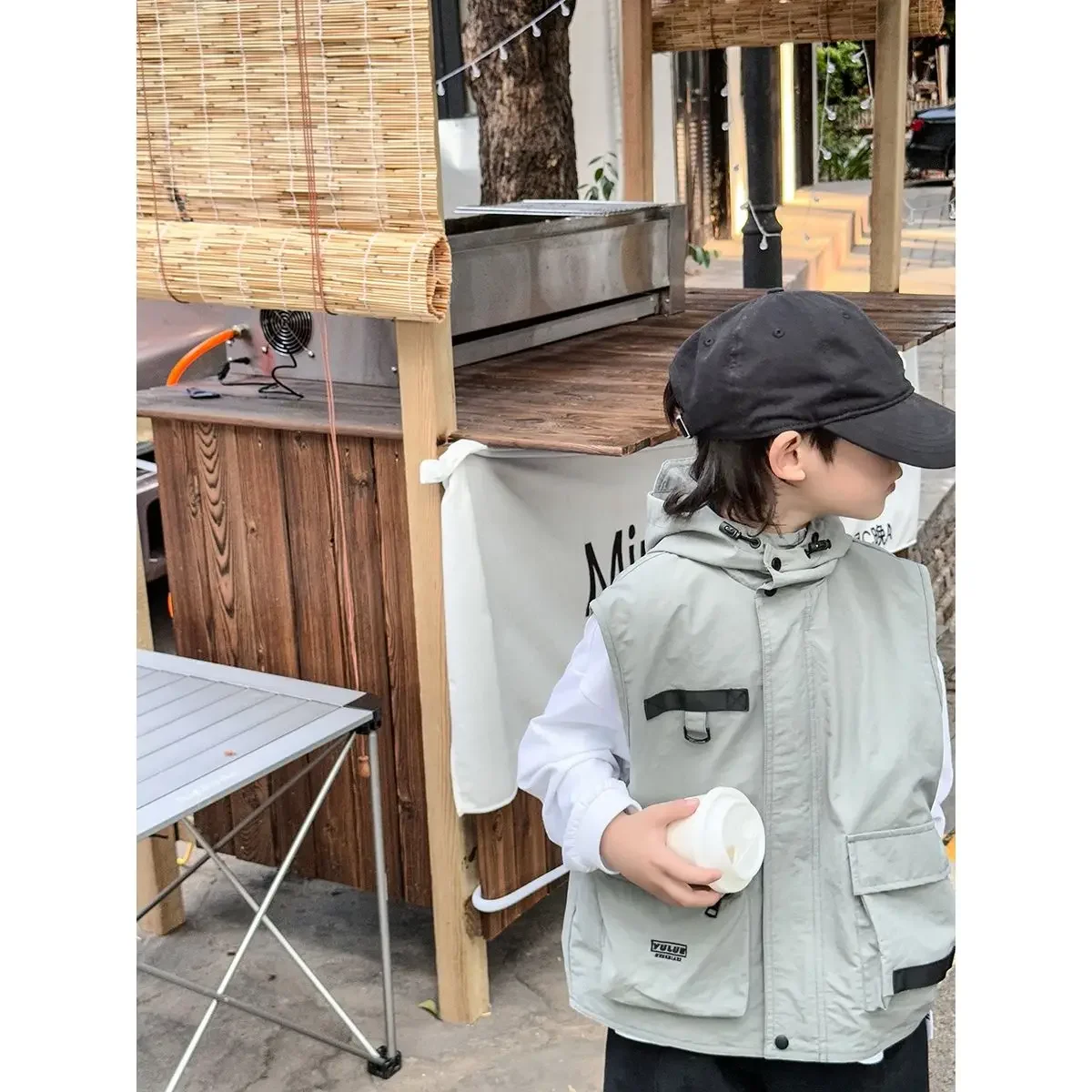 

Autumn Winter Pockets Warm Vest All-match Outer Wear Fashion Lapel Vests Windcoat Jack Fashion Boys Girls Hooded Vest Children's