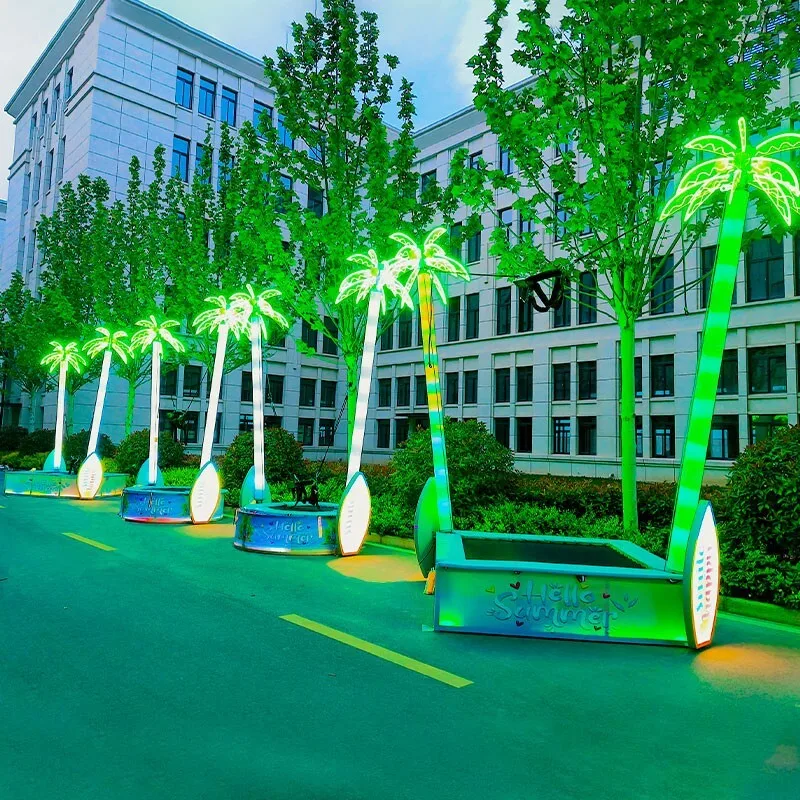 2024 New  Model Children's bouncing trampoline Light music square park outdoor kid amusement equipment