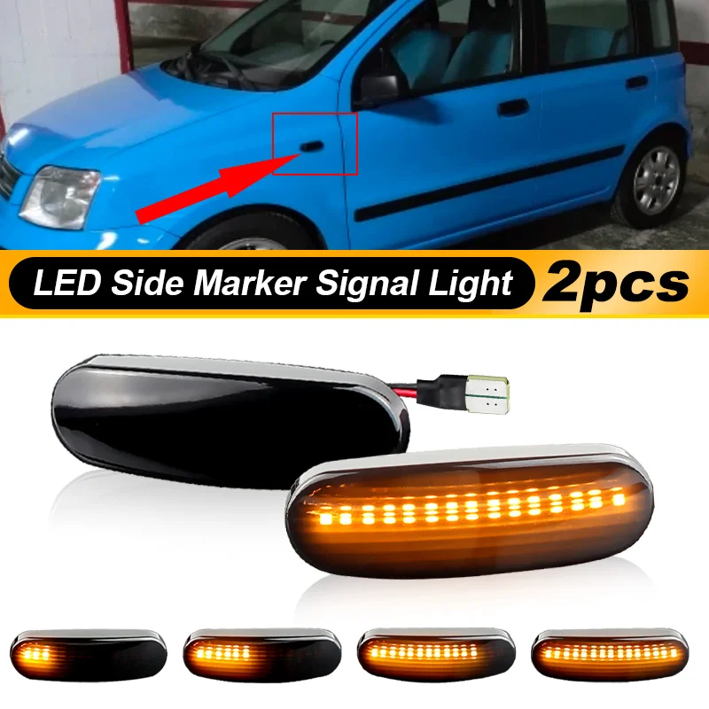 2pcs Dynamic LED side marker light for Peugeot Bipper box van Bipper Tepee 2008-2019 For Abarth Grande Panda(199) 2007-2012