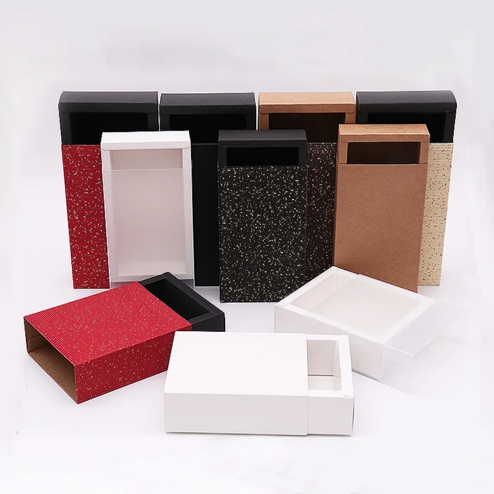 10pcs/lot Folding Cardboard Box Kraft Paper Drawer Box Wedding Favor ...
