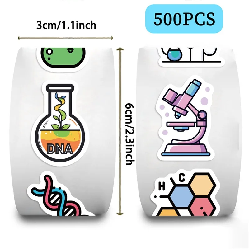 500PCS Cartoon Chemical Experiment Sticky Paper Sticker Labels Thank You Sticker Sealing DIY Decoration Scrapbooking Supplies