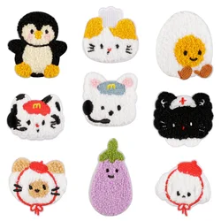 Cute Plush Animal Self-adhesive Embroidery Patches For Clothing Kids Scrapbooking Applique DIY Mobile Phone Cas Student Stickers